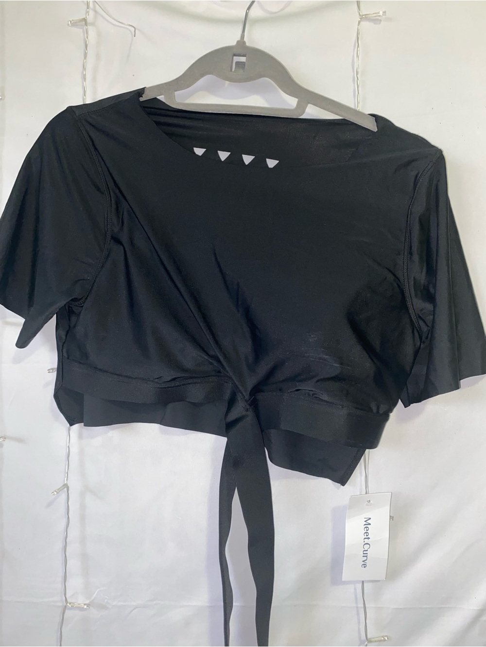 Black Tie-Front Crop Top